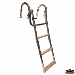 Trem Scaletta pieghevole a 3 - 4 gradini con corrimano e gradini in legno per plancette di poppa