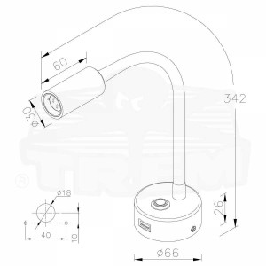 Faretto LED snodato con presa USB Trem Aurora Light - foto 3