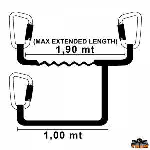 Cordone ombelicale SEGURA per cinture di sicurezza statico + elastico con 3 moschettoni - foto 2