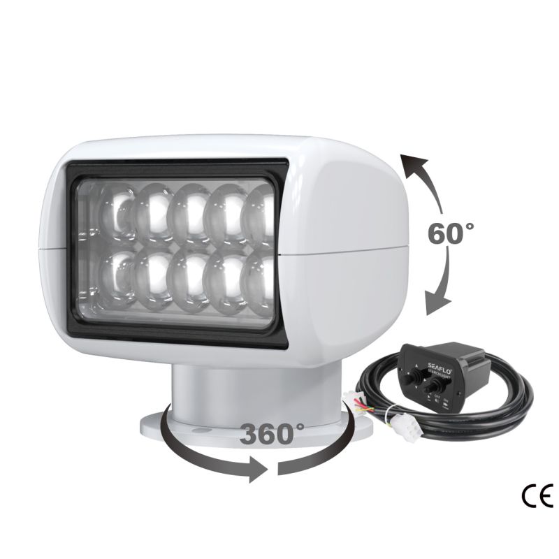 Faro LED orientabile SeaFlo 02 Series con telecomando cablato – Searchlight nautico alta potenza 360° IP65 - foto 1