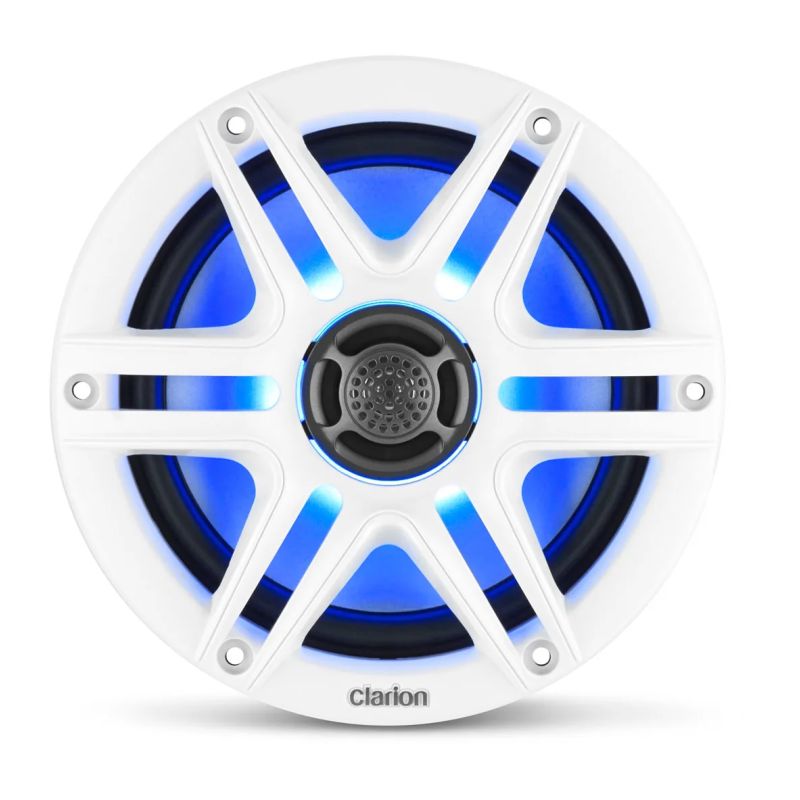 Speaker nautici 6,5” Clarion CMS-651RGB-SWB con LED RGB – Griglia Sport Bianca - foto 1